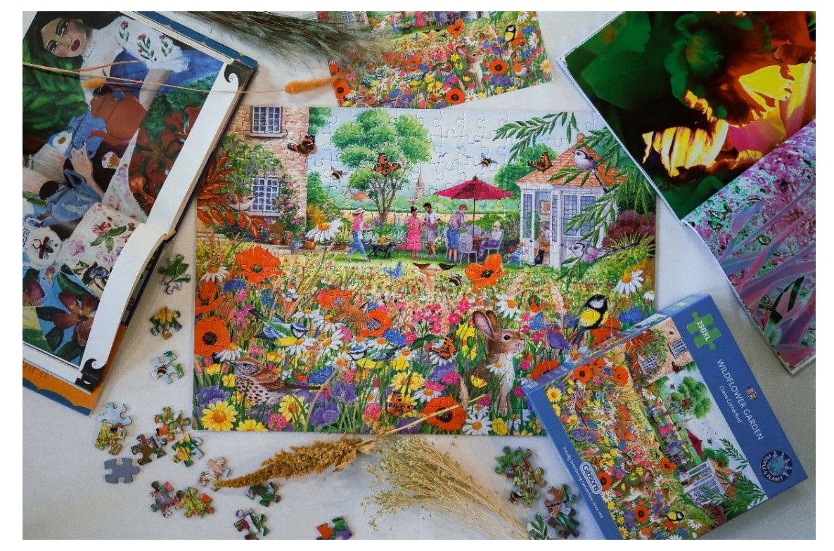 Jigsaw puzzle art licensing claire comerford wildflower garden