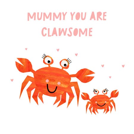 Mother's day greeting card illustration of two crabs for art licensing