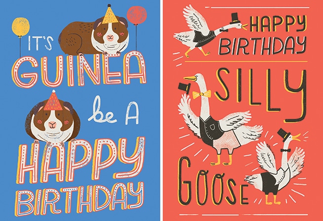 Nick saunders illustrator humorous birthday card designs for art licensing.